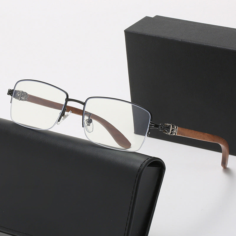 Ladies fashionable glasses with rectangular frame and high-quality wood details Stornfield