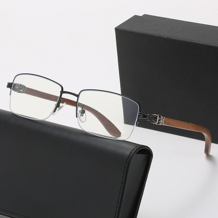 Ladies fashionable glasses with rectangular frame and high-quality wood details Stornfield