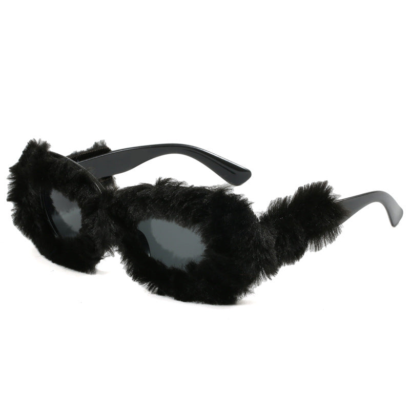 Women eye-catching designer sunglasses with luxurious fur frame Stornfield