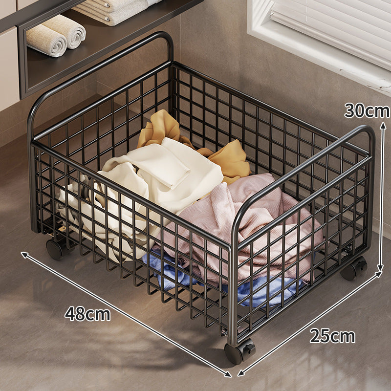 Metal Wire Grid Storage Basket with Raised Side Handles