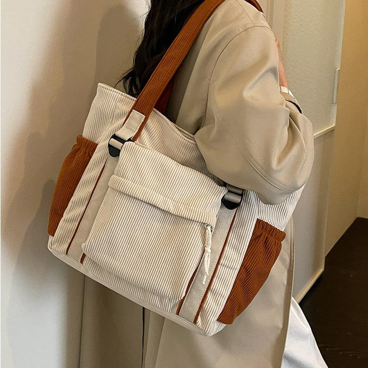Stylish Corduroy Tote Bag