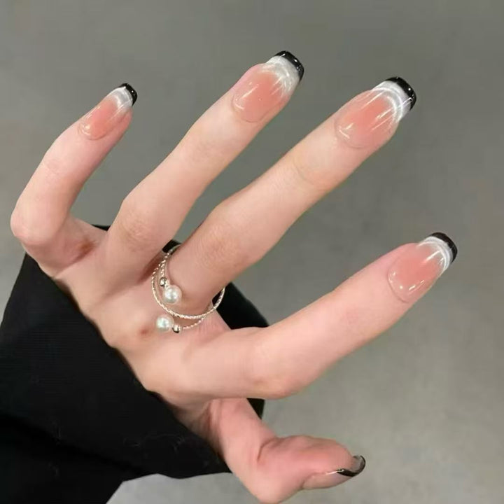 Elegant French Tip Press-On Nail Set Stornfield