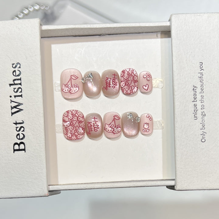 Themed Press-On Nail Art Set with Hello Kitty Designs Stornfield