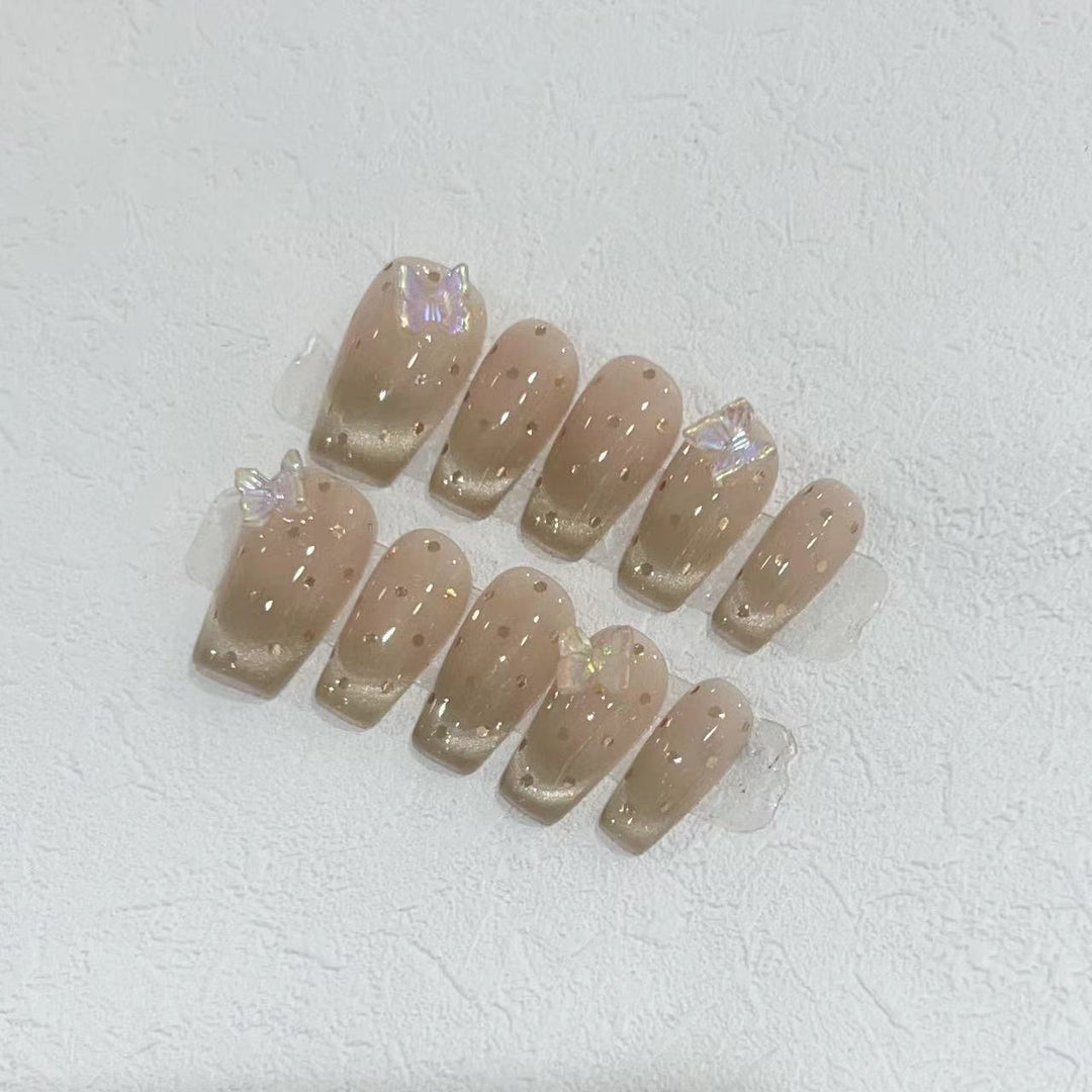 Premium Press-On Nail Set with Iridescent Accents Stornfield