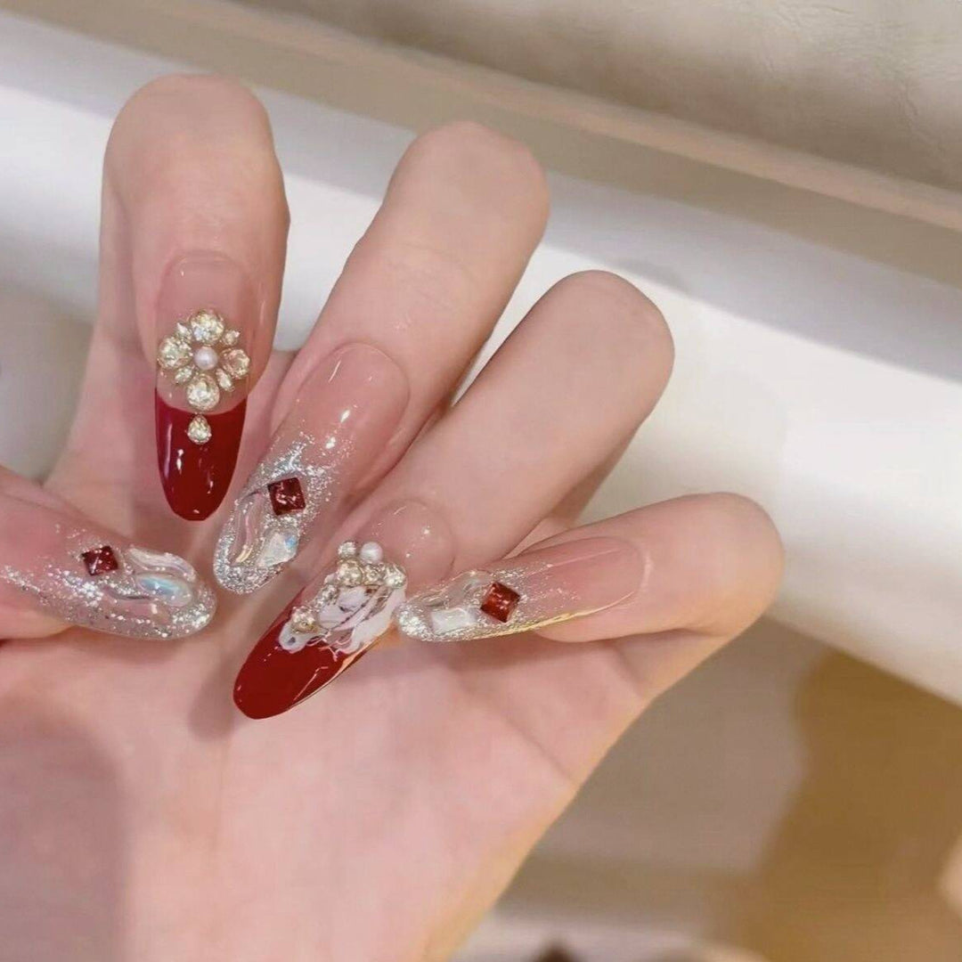 Artistic 3D Gemstone Embellished Nail Art Extensions Stornfield