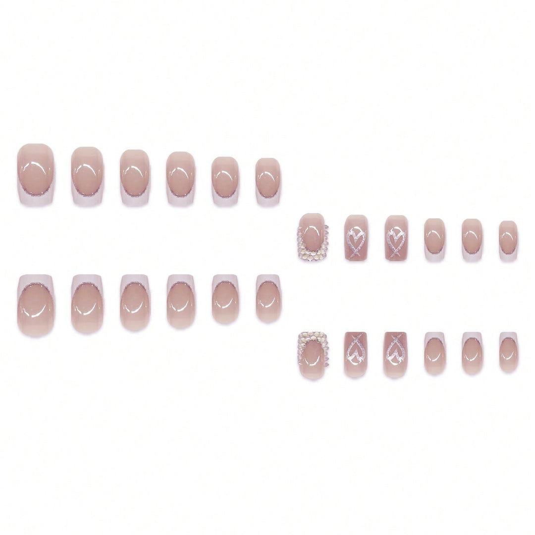 Decorative Rhinestone and Heart Design Press-On Nails Stornfield