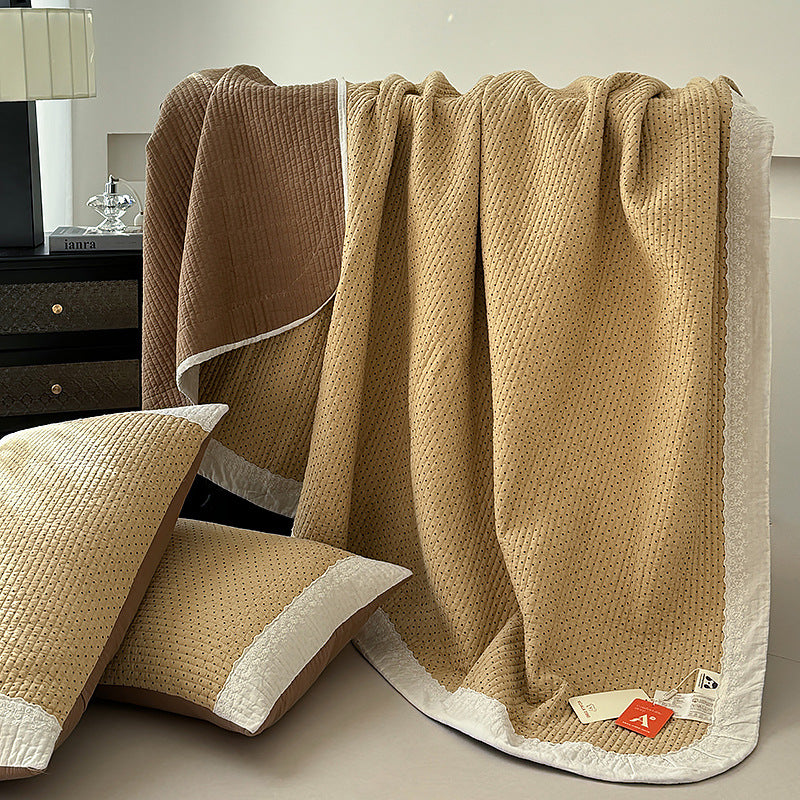Quilted Reversible Cotton Lightweight Comforter and Decorative Pillow Sham Set