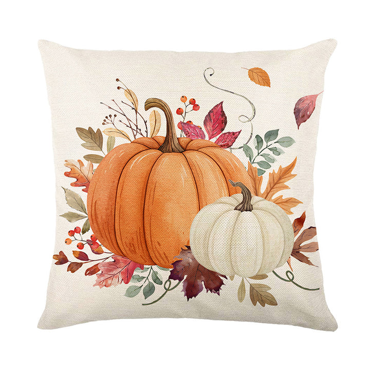 Autumn Linen Accent Throw Pillow with Seasonal Script Print