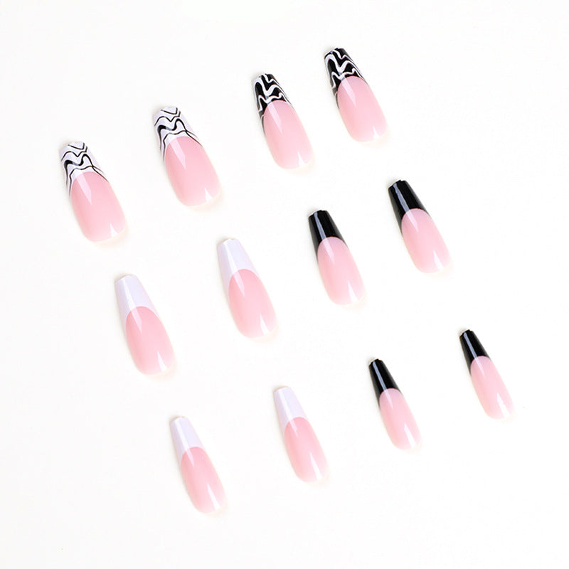 Artful Nail Extensions with Modern Monochrome Design Stornfield