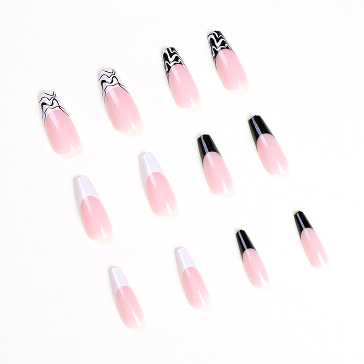 Artful Nail Extensions with Modern Monochrome Design Stornfield