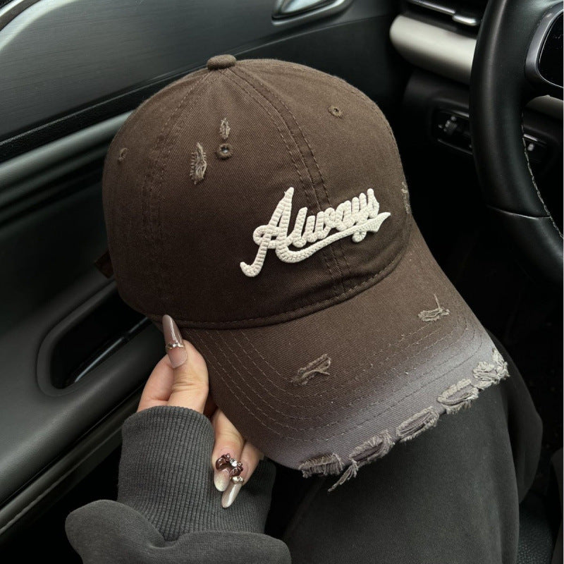 Women's Distressed Denim Style Baseball Cap Stornfield