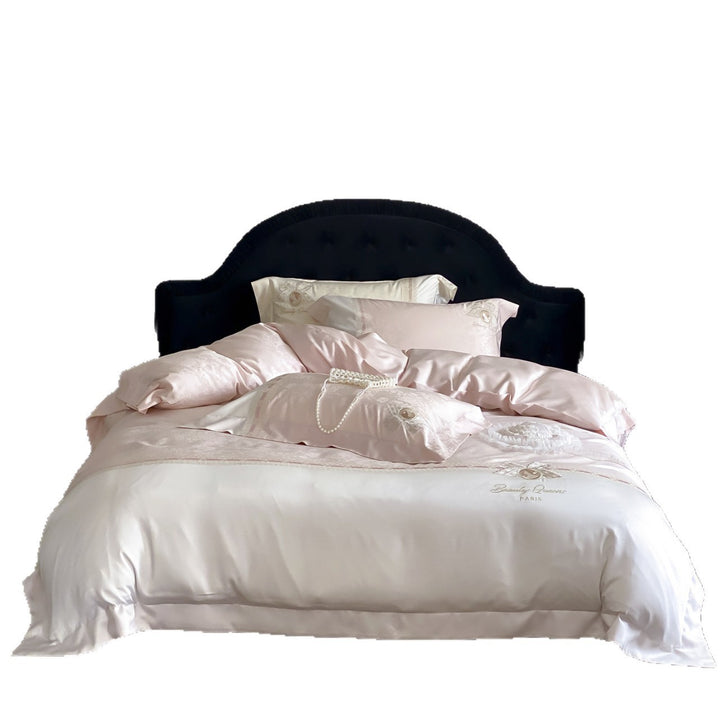 Luxury Satin Jacquard Duvet Cover Set with Embroidered Medallion