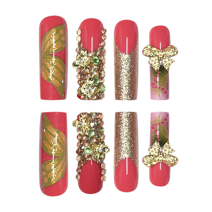 3D Floral Gemstone Press-On Nail Art Stornfield