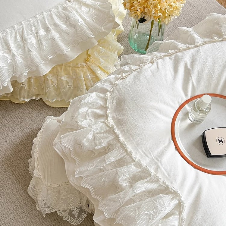 Ruffled Lace-Trim Duvet Cover, Sham & Bedskirt Ensemble