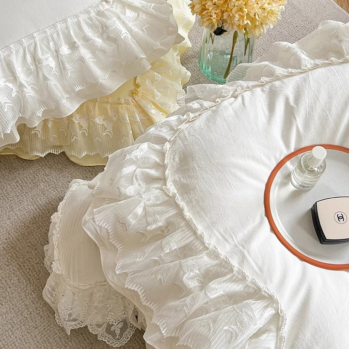 Ruffled Lace-Trim Duvet Cover, Sham & Bedskirt Ensemble