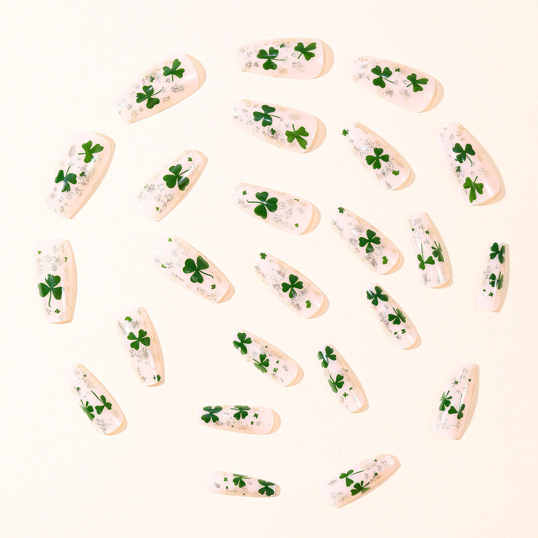 Floral Glitter Gel Nail Extensions Stornfield
