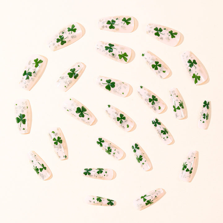 Floral Glitter Gel Nail Extensions Stornfield