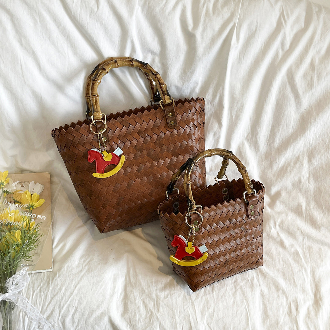 Handcrafted basket bag with bamboo handles Stornfield