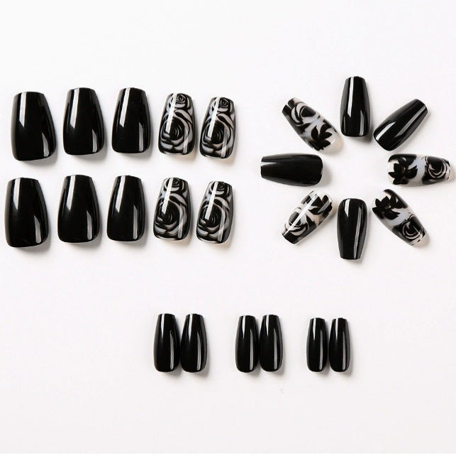 Artistic Floral Press-On Nail Art Enhancements Stornfield