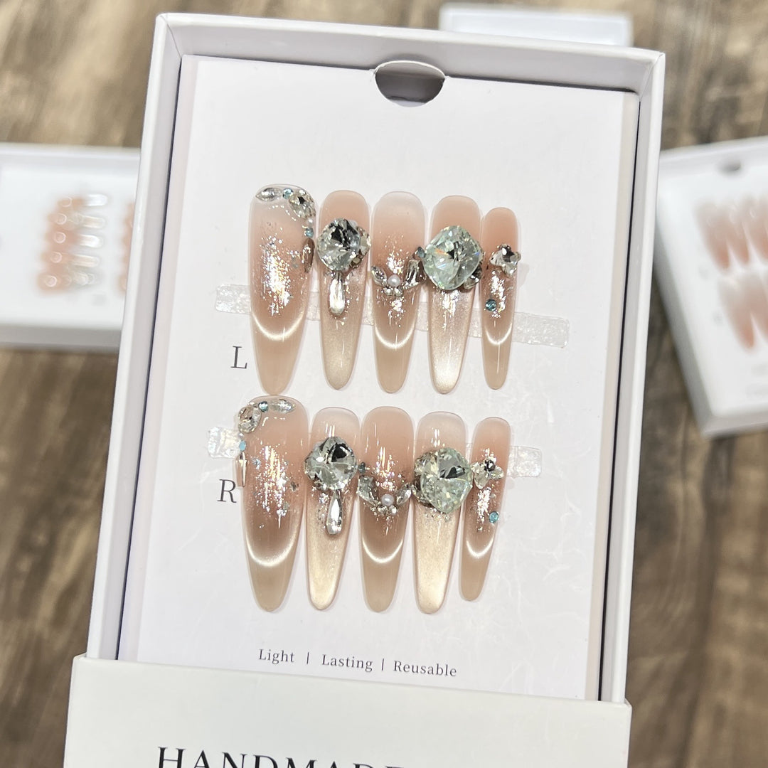 Glamorous Stiletto Press-On Nail Tips with Crystal Embellishments Stornfield