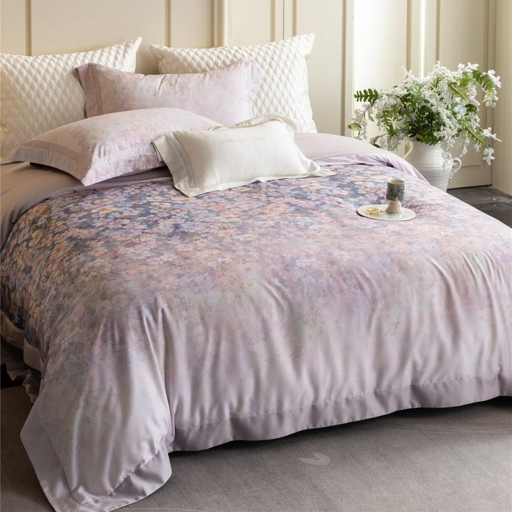 Floral Watercolor Cotton-Sateen Duvet Cover Set
