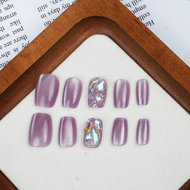Premium Press-On Nail Set with Glossy and Glitter Accents Stornfield