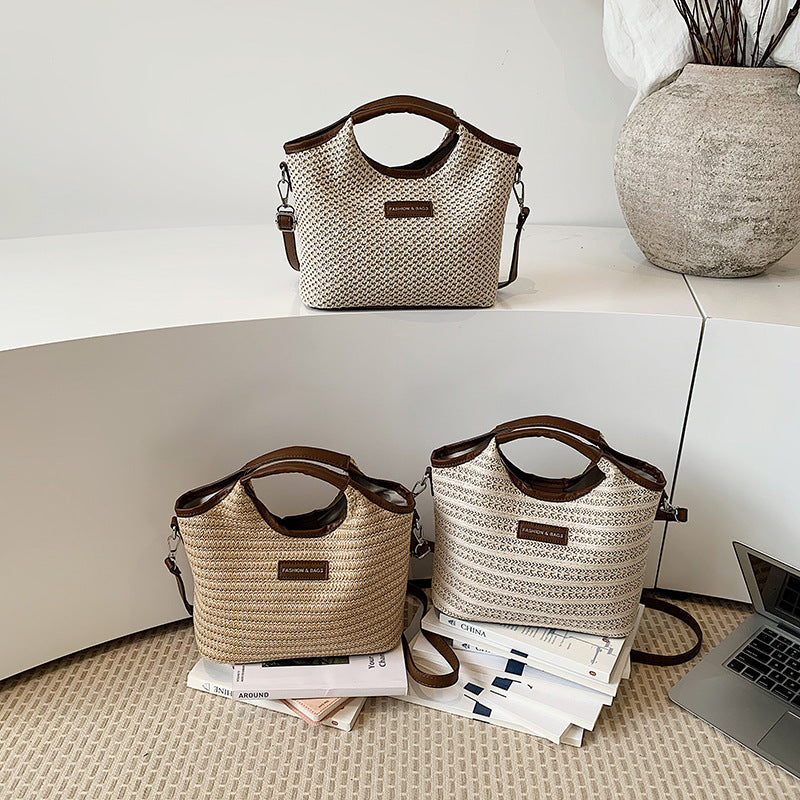 Stylish Woven Handheld Tote Bag