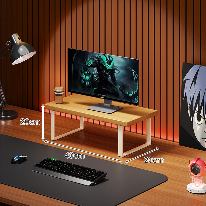 Solid Wood Monitor Riser with Minimal U-Frame Metal Legs