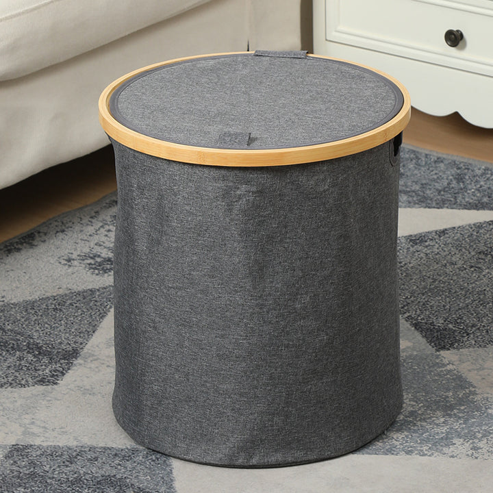 Practical laundry container with bamboo lid Stornfield