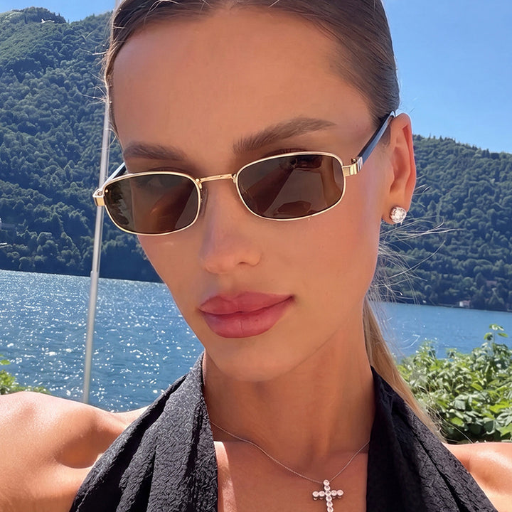 Women's elegant rectangular sunglasses with fine metal frame Stornfield