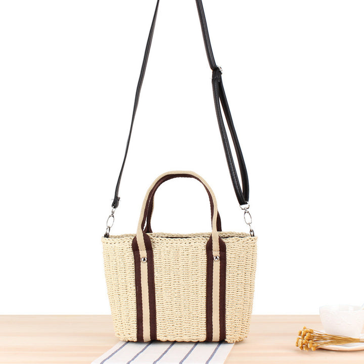 Handbag Made of Braided Natural Material with Removable Leather Strap Stornfield