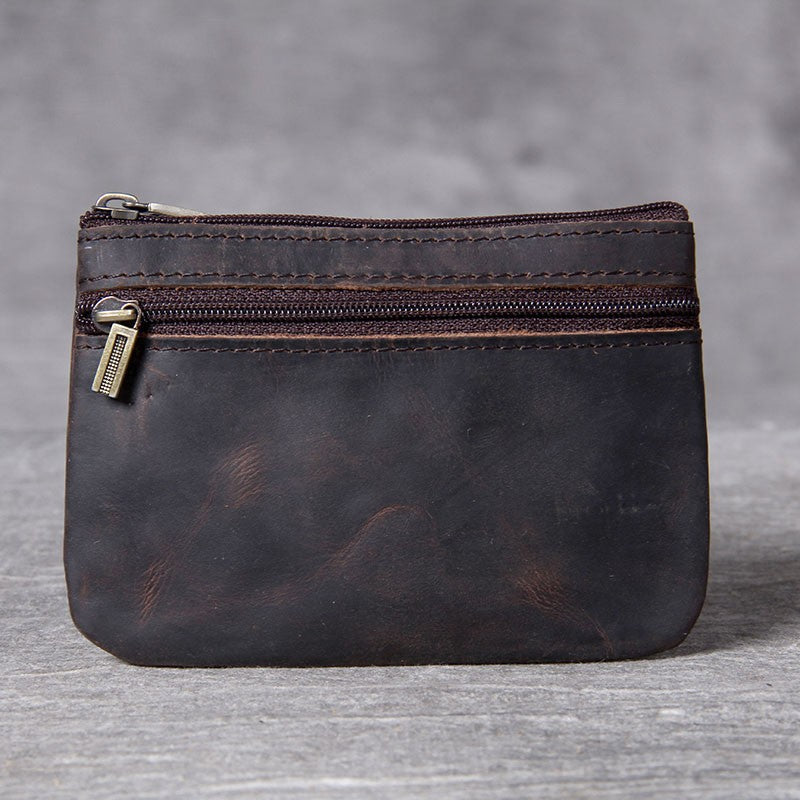Compact Leather Zippered Coin Pouch Stornfield
