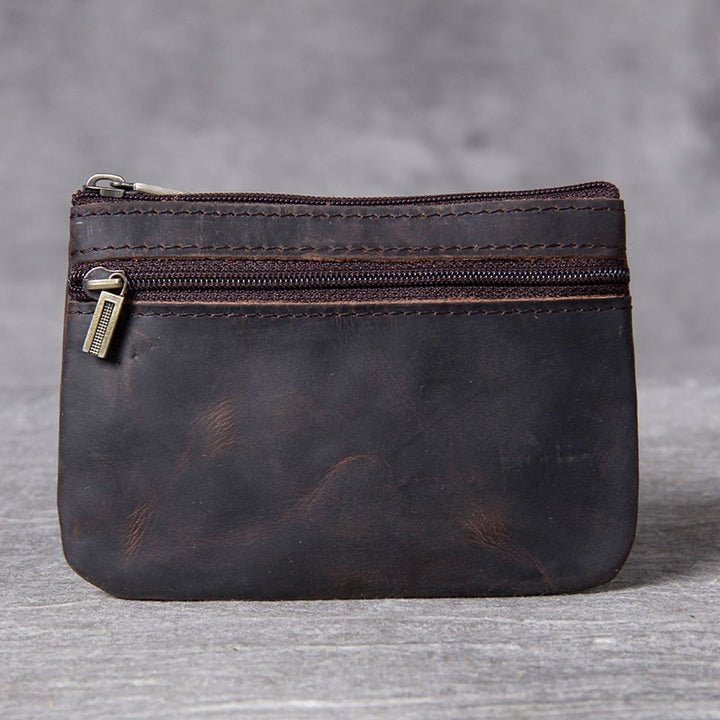 Compact Leather Zippered Coin Pouch Stornfield