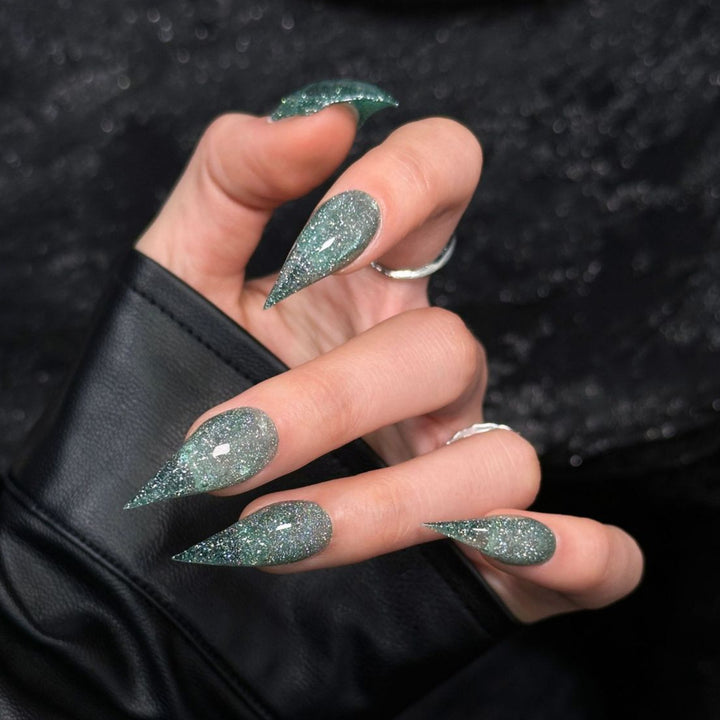 Stiletto Press-On Nail Enhancements with Gem Accents