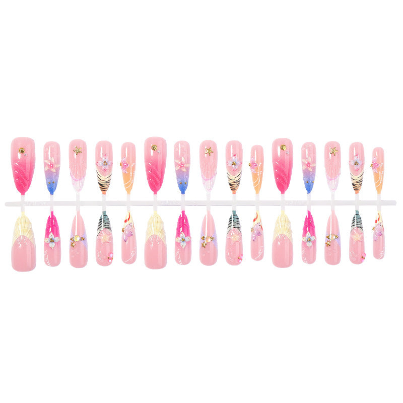 Decorative Press-On Nail Set with Floral Accents Stornfield 1788495788