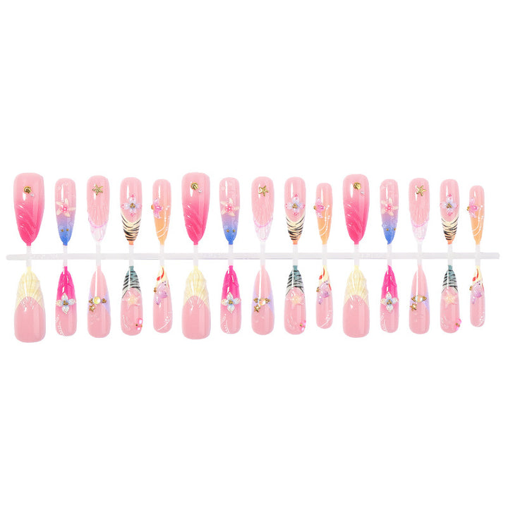 Decorative Press-On Nail Set with Floral Accents Stornfield 1788495788