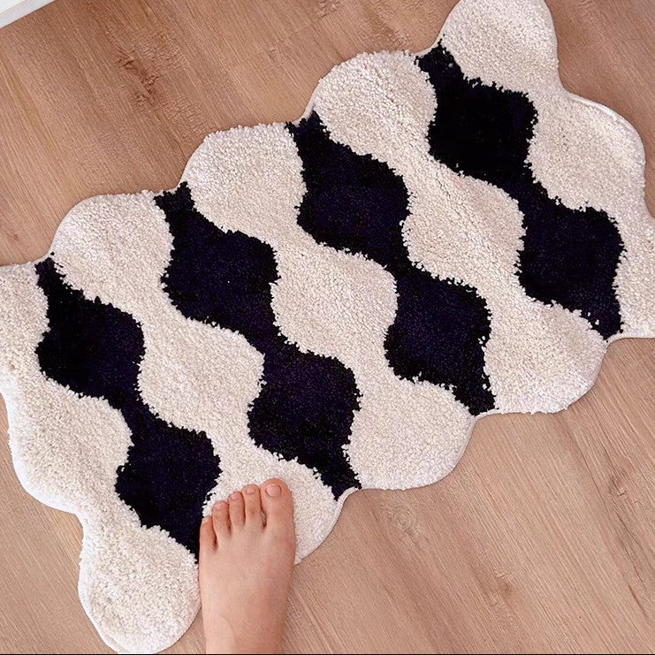 Sculpted Scalloped Plush Geometric Tufted Area Rug