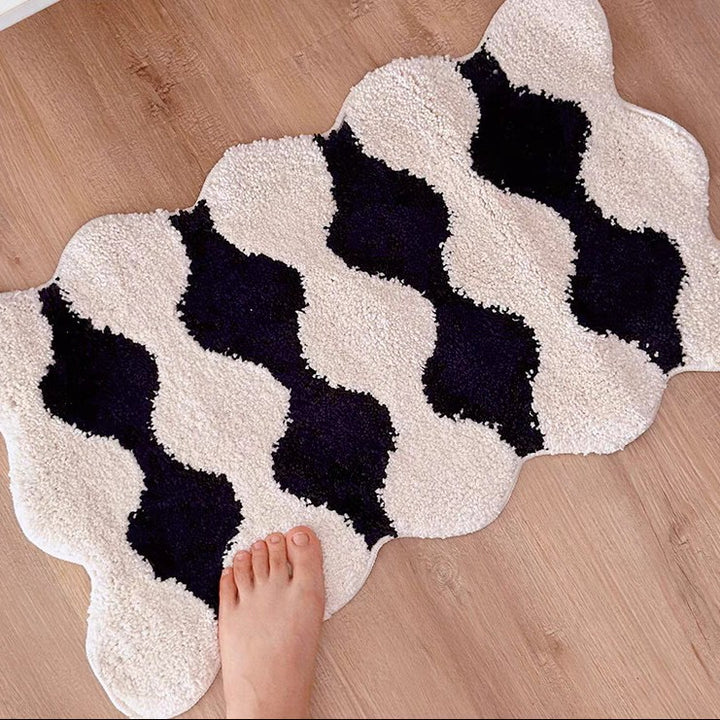 Sculpted Scalloped Plush Geometric Tufted Area Rug