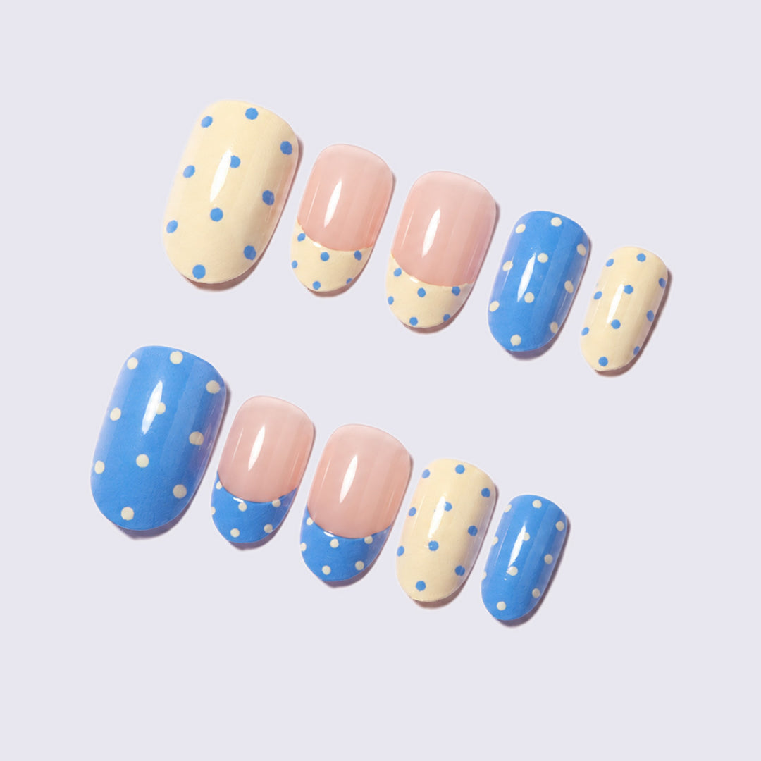 Stylish Art Nail Set with Polka Dots Design Stornfield