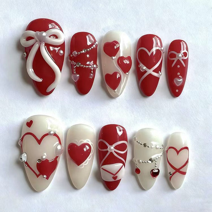 Nail design set with romantic heart motifs Stornfield