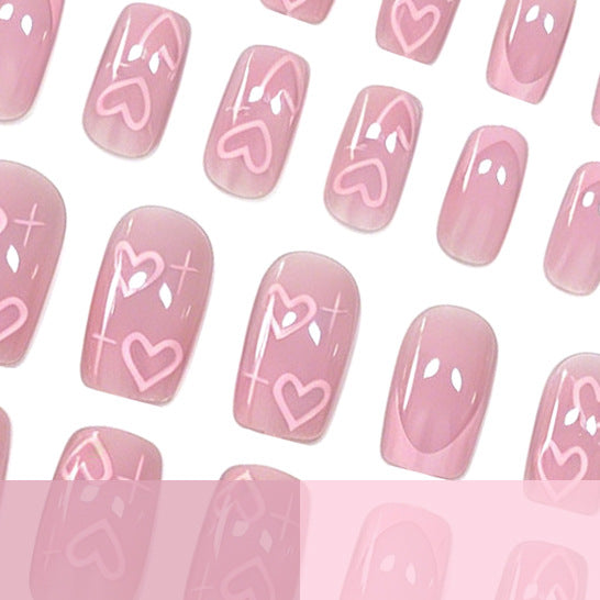 Romantic Heart-Pattern Nail Art Extensions Stornfield