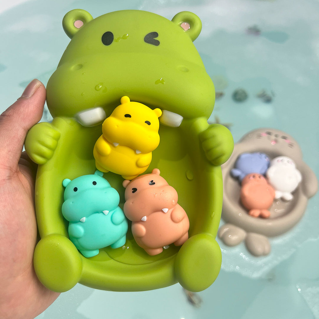 Unisex Bath Fun Toy Set with Cute Hippopotamus Figures Stornfield