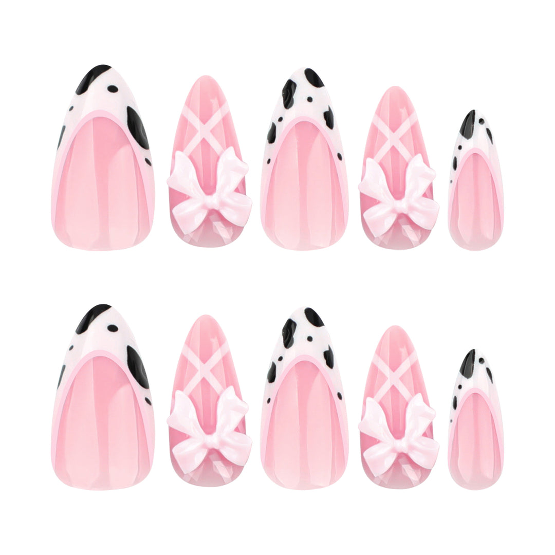 Artistic Nail Extensions with Fine Bow Patterns Stornfield