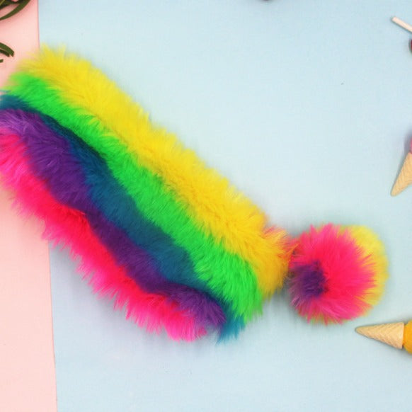 Furry Multicolored Plush Pencil Case Stornfield