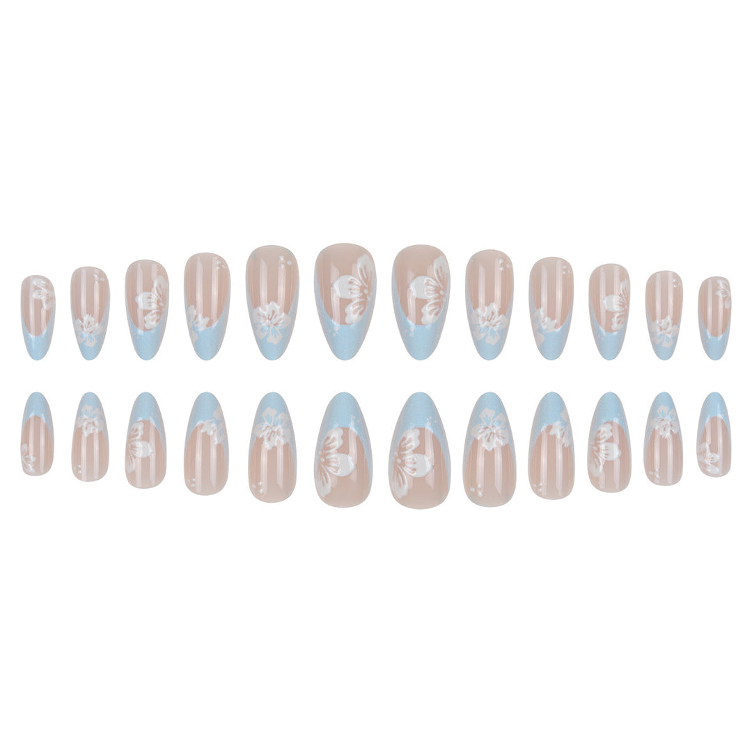 Elegant Floral-Design Stiletto Press-On Nails Stornfield