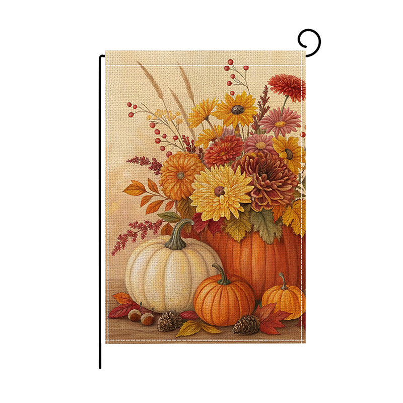 Outdoor Fall Sunflower and Pumpkin Decorative Garden Flag