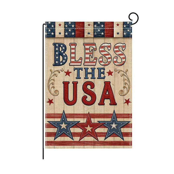 Patriotic Mason Jar Floral Burlap-Texture Outdoor Garden Flag