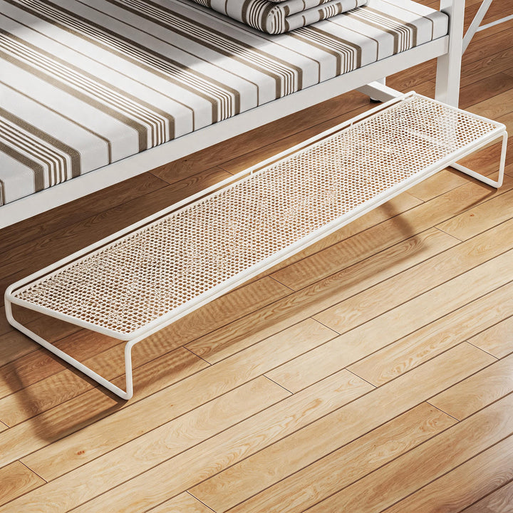 Under-Shelf Two-Level Shoe Rack Organizer with Elevated Mesh Top and Low-Profile Storage Base