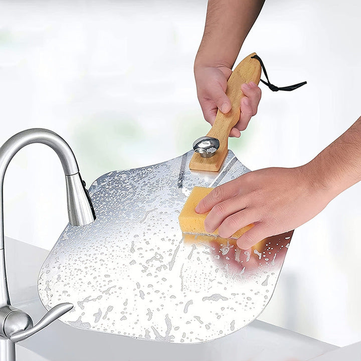 professional pizza peel set with foldable stainless steel shovel ergonomic wooden handle pizza cutter rocker and bench scraper Stornfield