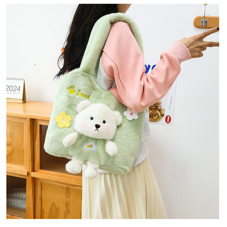 Plush Shoulder Bag with Cute Bear Design Stornfield
